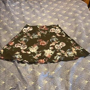 Floral A-Line Skirt in black